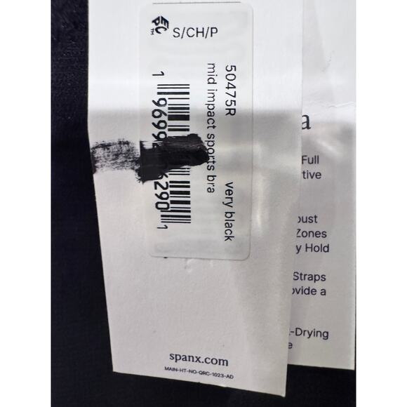 Spanx Mid Impact Sports Bra in Black NWT Size S - Picture 3 of 5